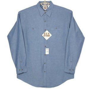 Ely Cattleman Western Shirt Blue Chambray Long Sleeve Tall Man‎ XLT